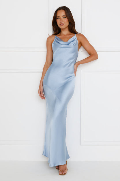 Soft Beauty Satin Maxi Dress Blue