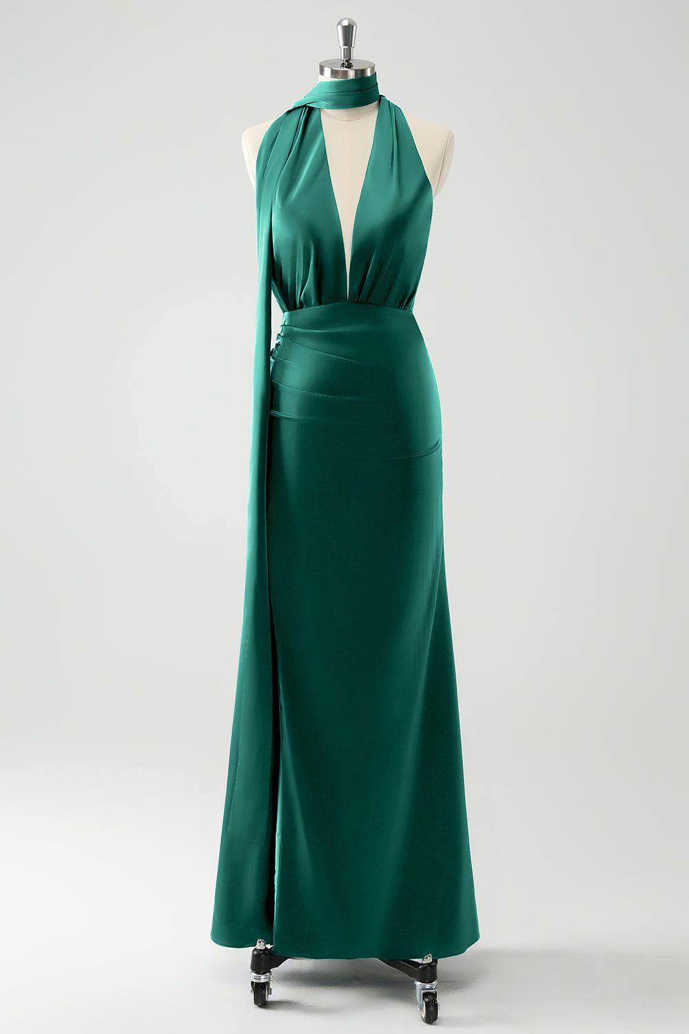 Terracotta Sheath V-Neck Backless Wedding Guest Dress with Slit