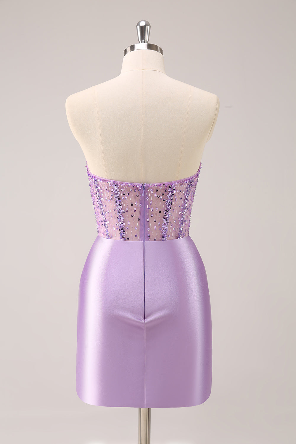 Sparkly Beading Lilac Corset Short Tight Homecoming Dress