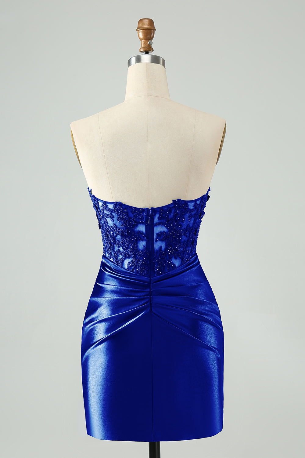 Sparkly Navy Bodycon Strapless Hollow Out Homecoming Dress with Slit