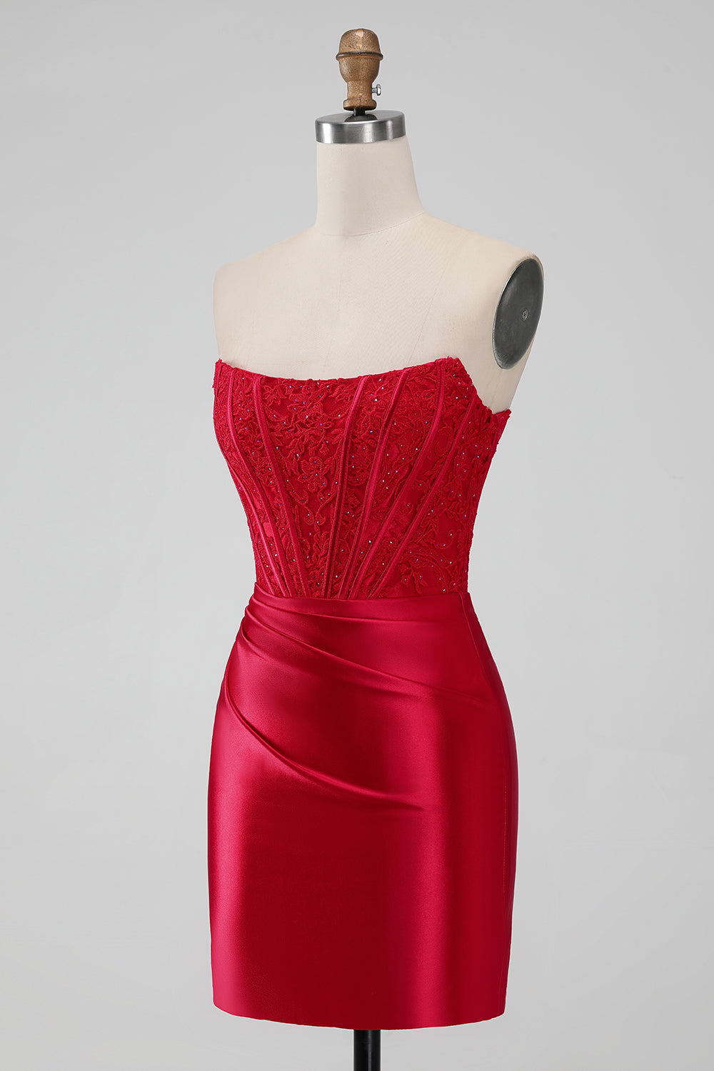 Sparky Red Strapless Bodycon Short Homecoming Dress with Lace