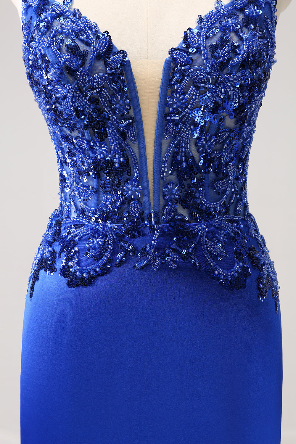 Sparkly Royal Blue Sequin Tight Short Homecoming Dress With Lace Up Back