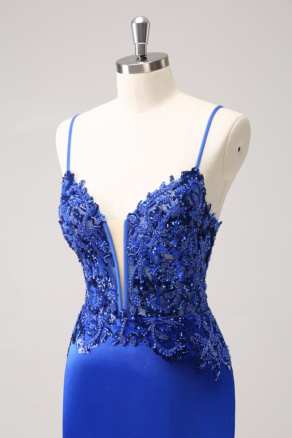 Sparkly Royal Blue Sequin Tight Short Homecoming Dress With Lace Up Back