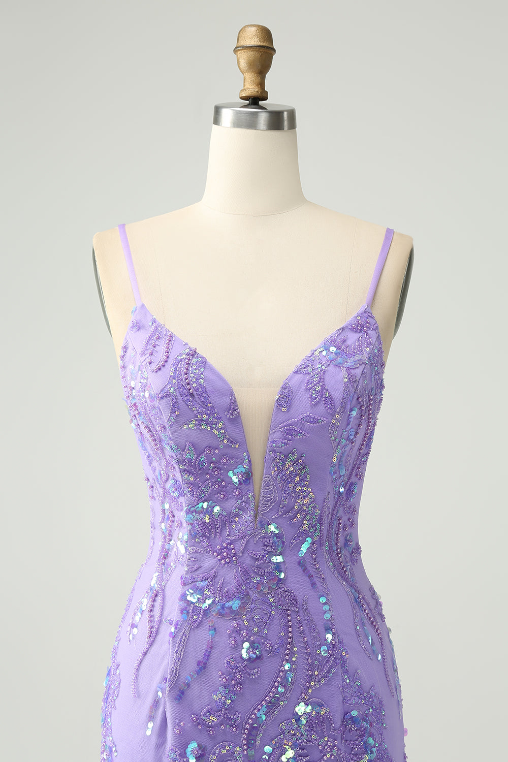 Sparkly Purple Spaghetti Straps Tight Short Homecoming Dress with Sequins