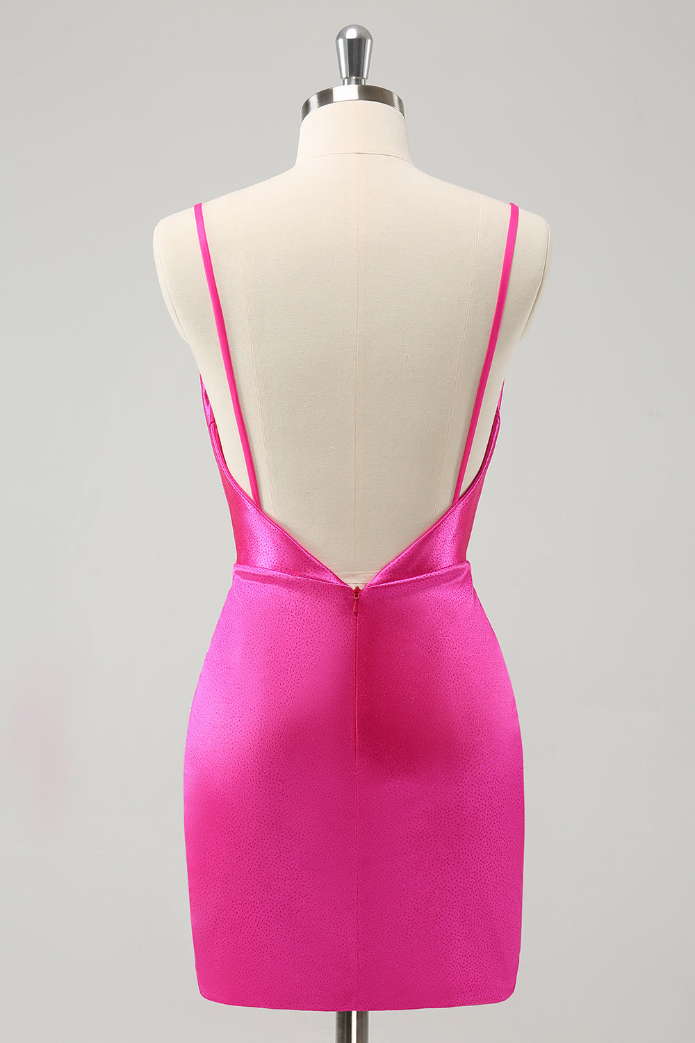 Simple Fuchsia Cowl Neck Backless Tight Short Homecoming Dress