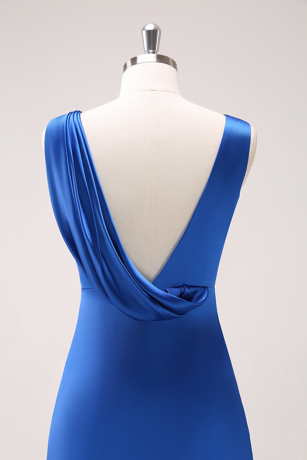 Satin Ink Blue Long Bridesmaid Dress with Slit