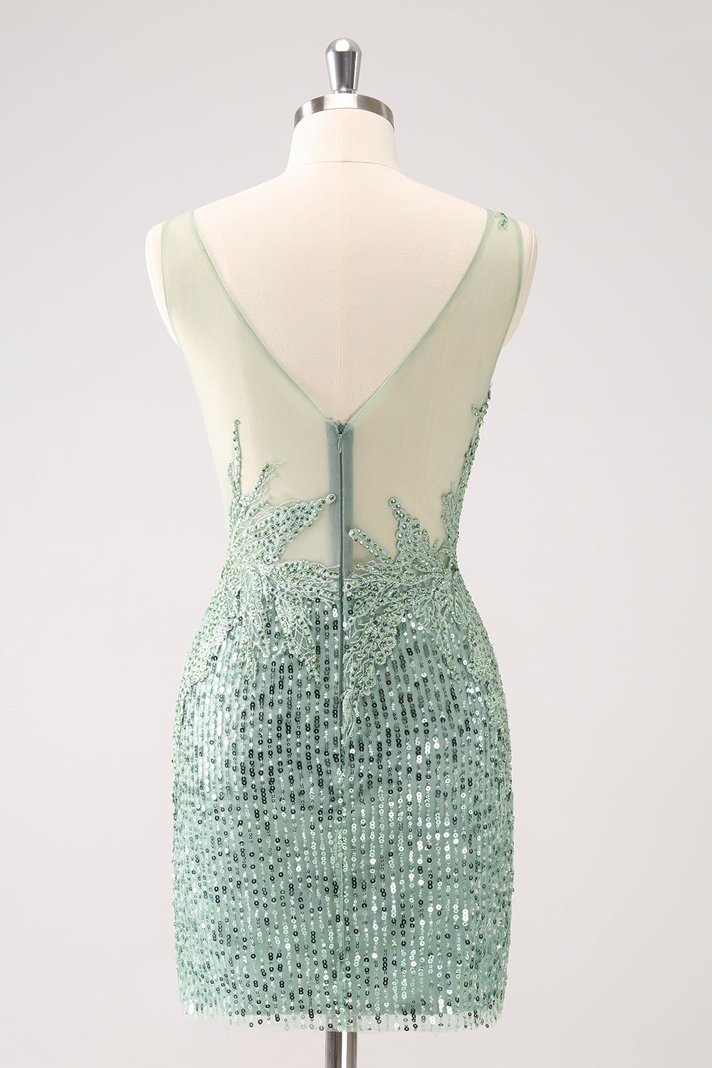 Sparkly Green V-Neck Tight Short Homecoming Dress with Sequins