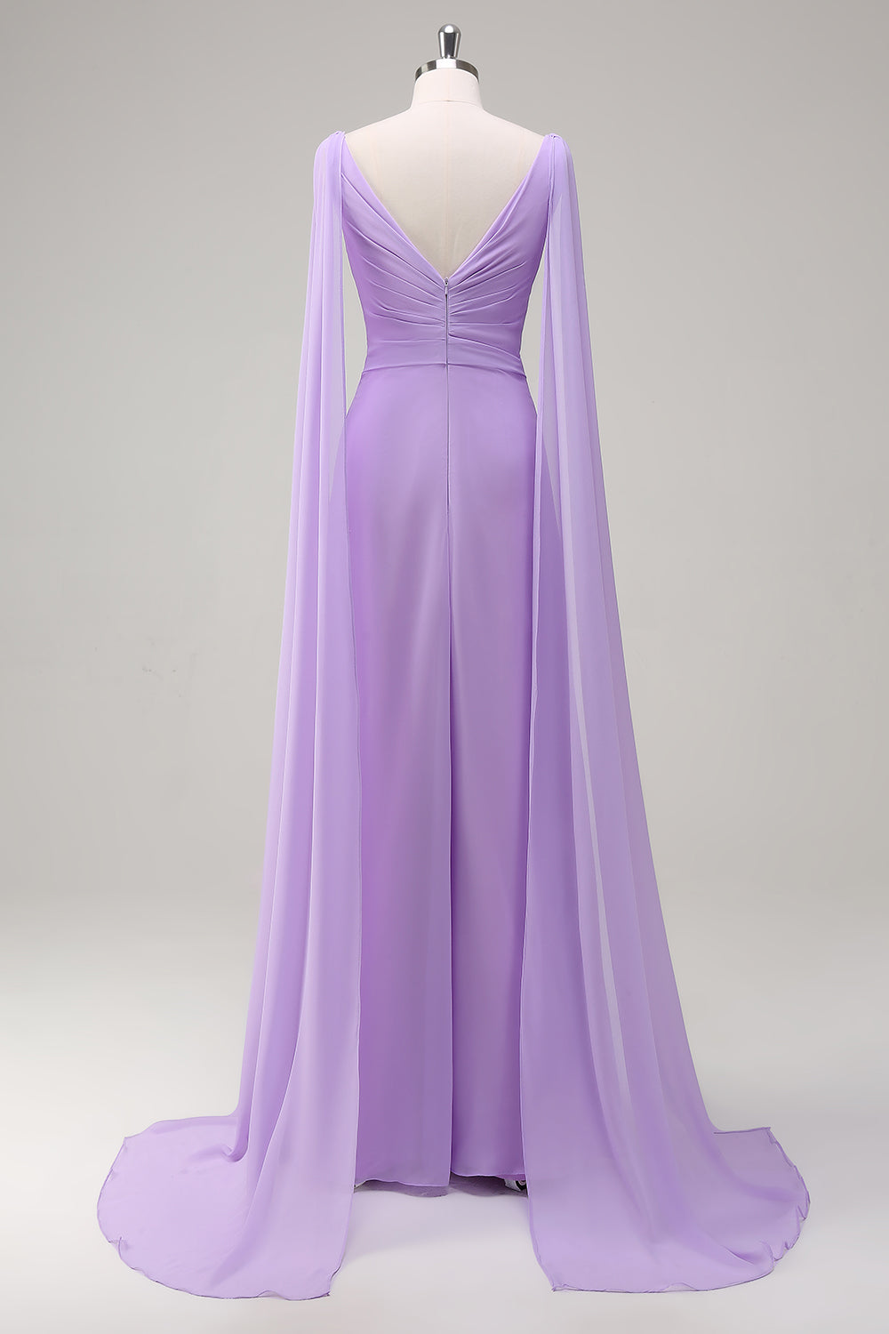 Lilac V-Neck Ruche A-Line Bridesmaid Dress