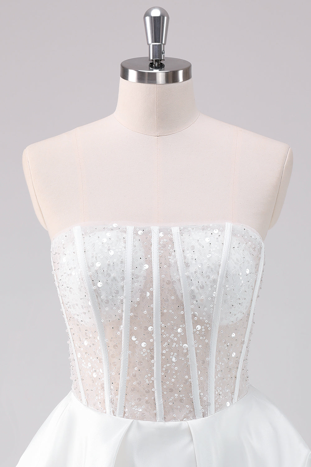 Sparkly White A-Line Strapless Short Homecoming Dress