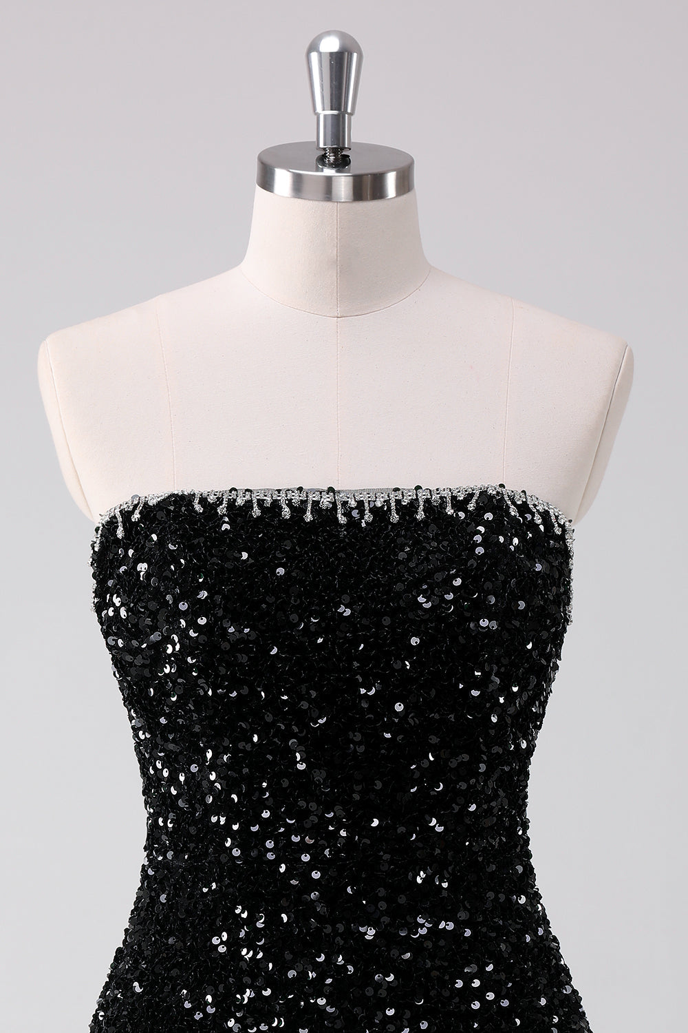 Sparkly Black A-Line Strapless Sequins Short Homecoming Dress