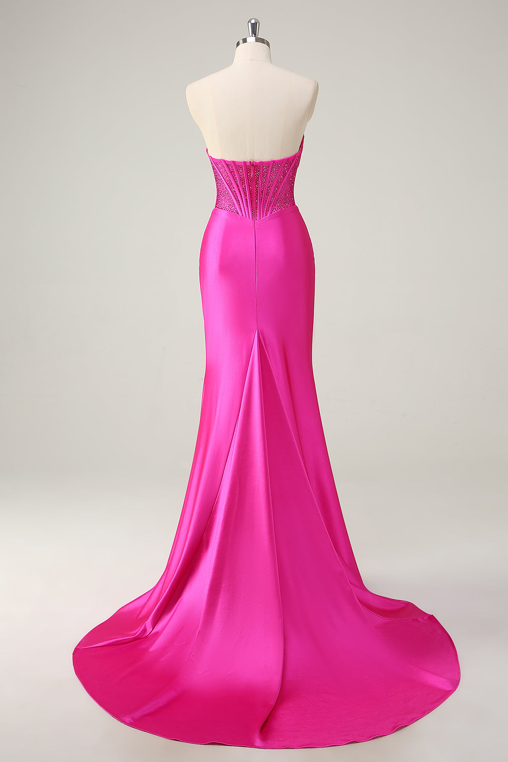 Fuchsia Mermaid Strapless Corset Prom Dress