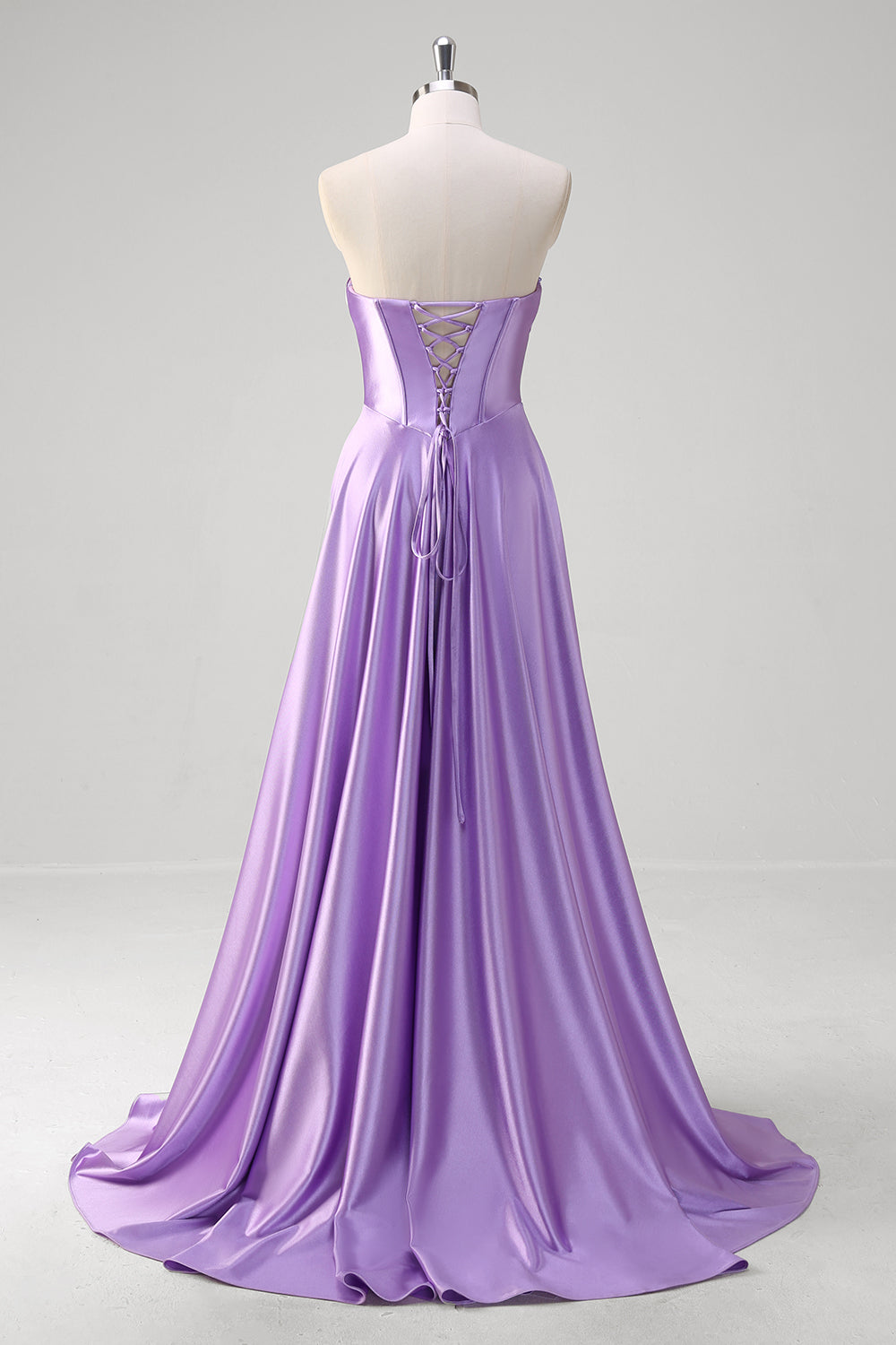 Purple A-Line Sweetheart Corset Long Prom Dress with Slit