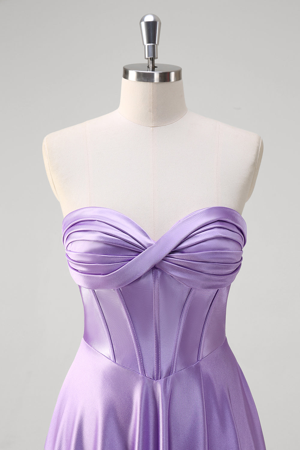 Purple A-Line Sweetheart Corset Long Prom Dress with Slit