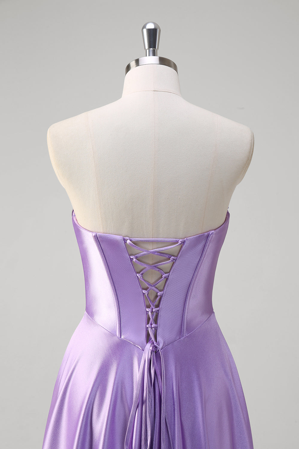 Purple A-Line Sweetheart Corset Long Prom Dress with Slit