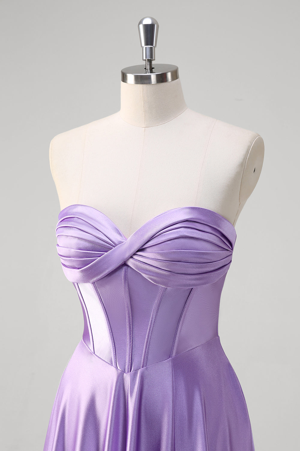 Purple A-Line Sweetheart Corset Long Prom Dress with Slit