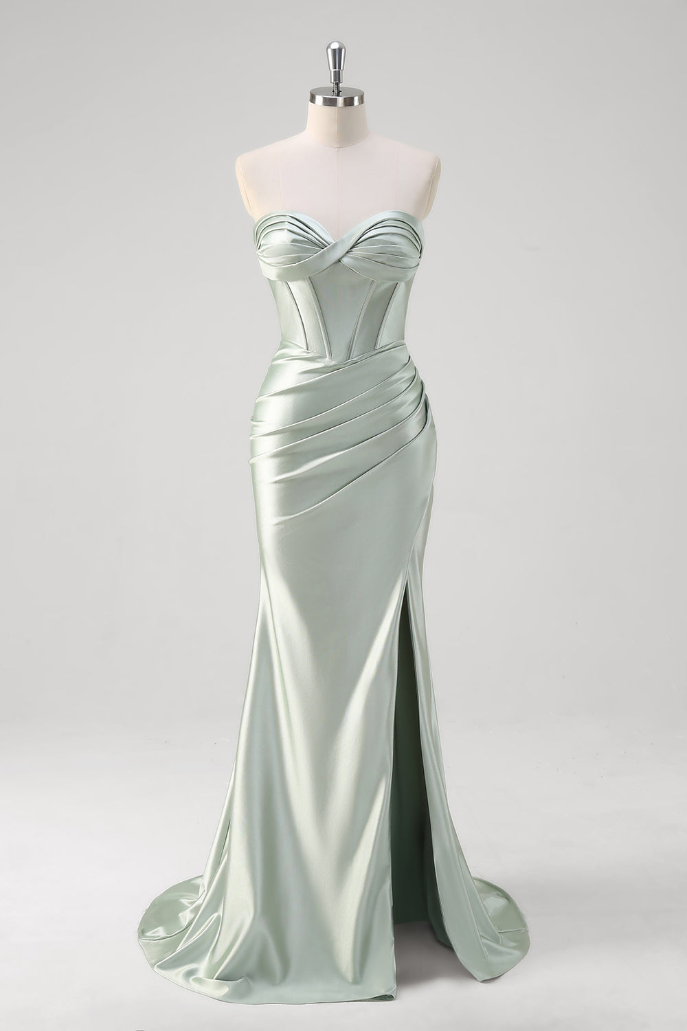 Matcha Mermaid Sweetheart Corset Long Prom Dress with Slit