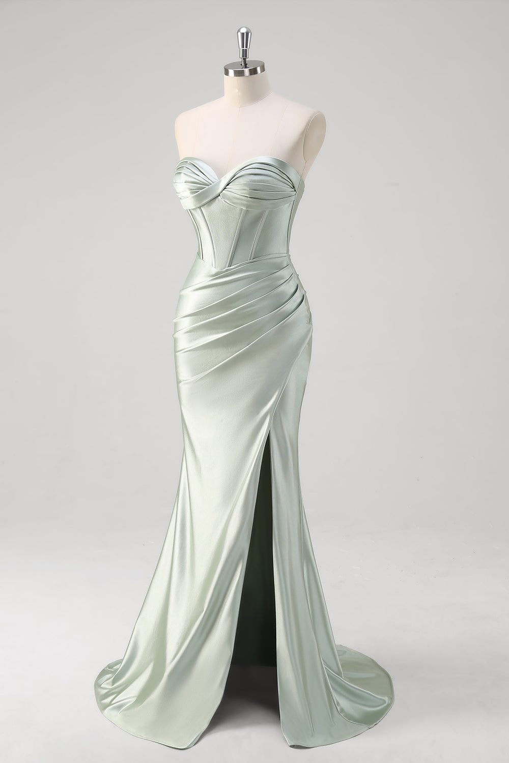 Matcha Mermaid Sweetheart Corset Long Prom Dress with Slit