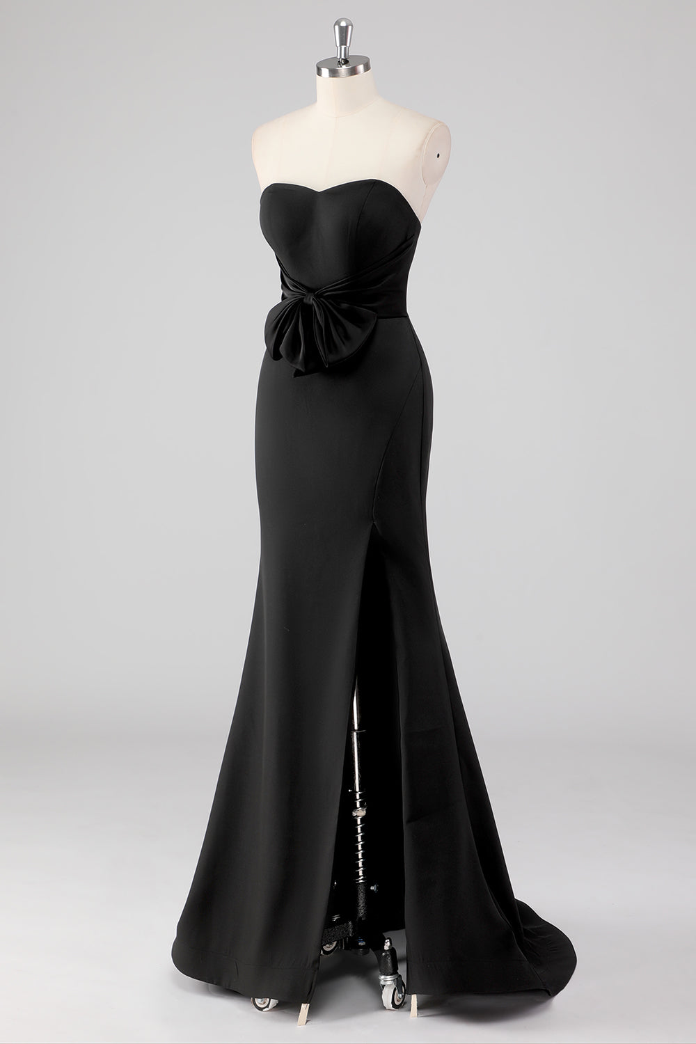 Strapless Mermaid Black Long Formal Dress with Slit