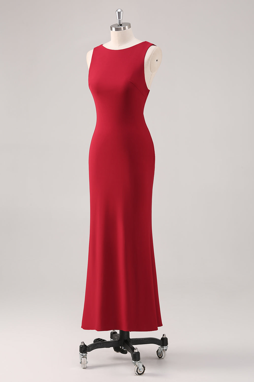 Burgundy Mermaid Satin Formal Dress