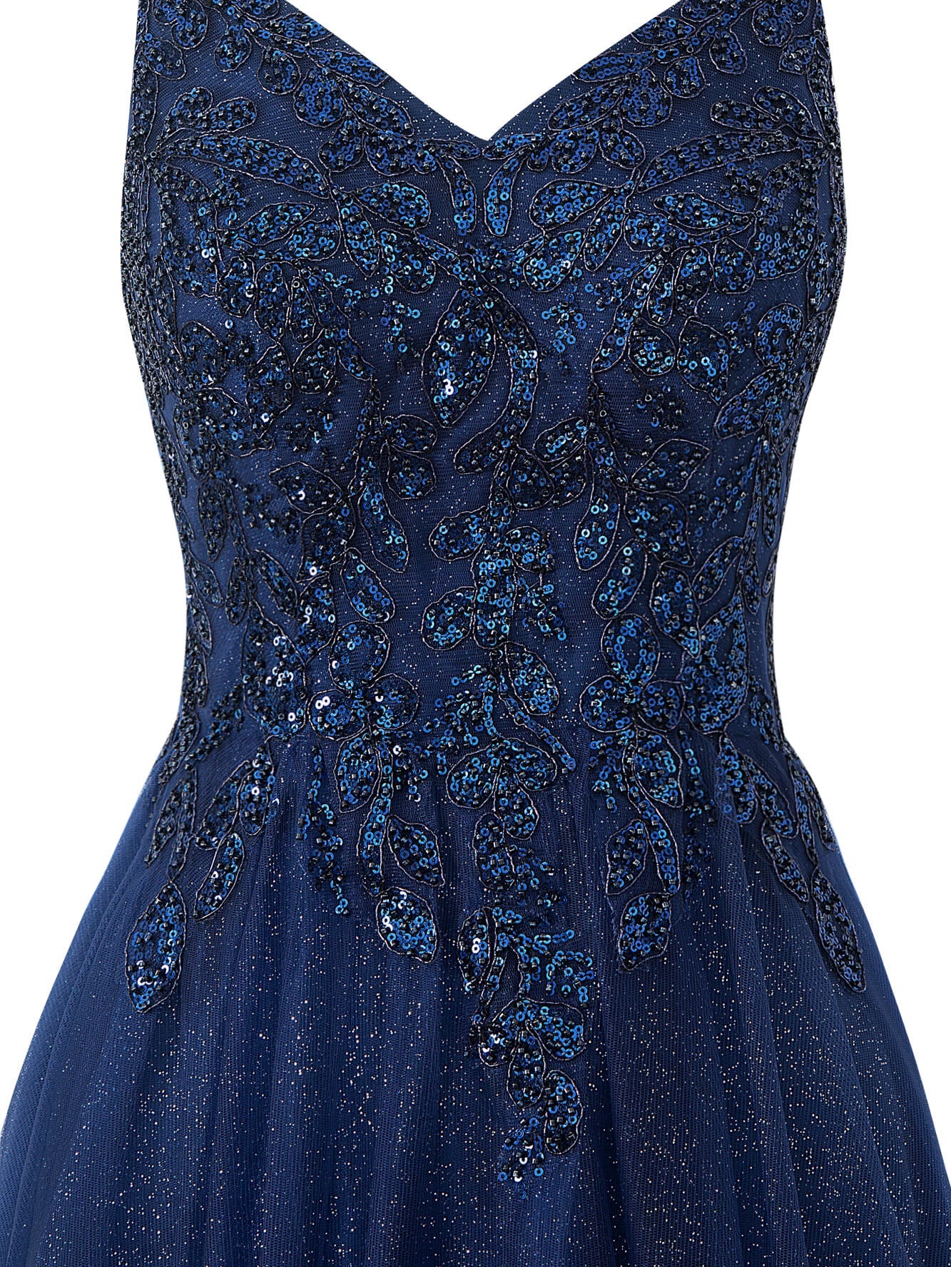 Emily Navy Blue | A-line Floor Length Glitter Tulle Prom Dress