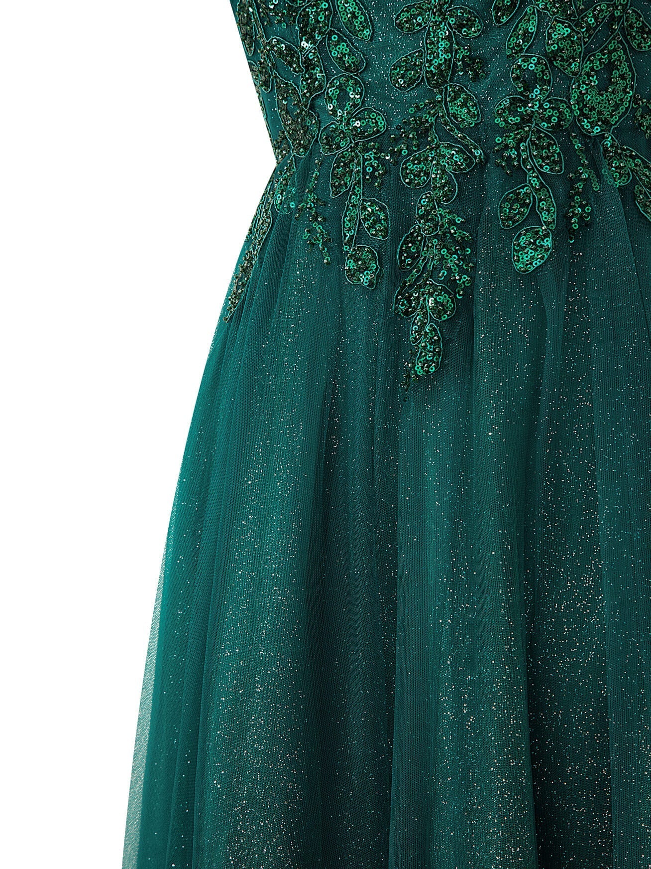 Emily Navy Blue | A-line Floor Length Glitter Tulle Prom Dress