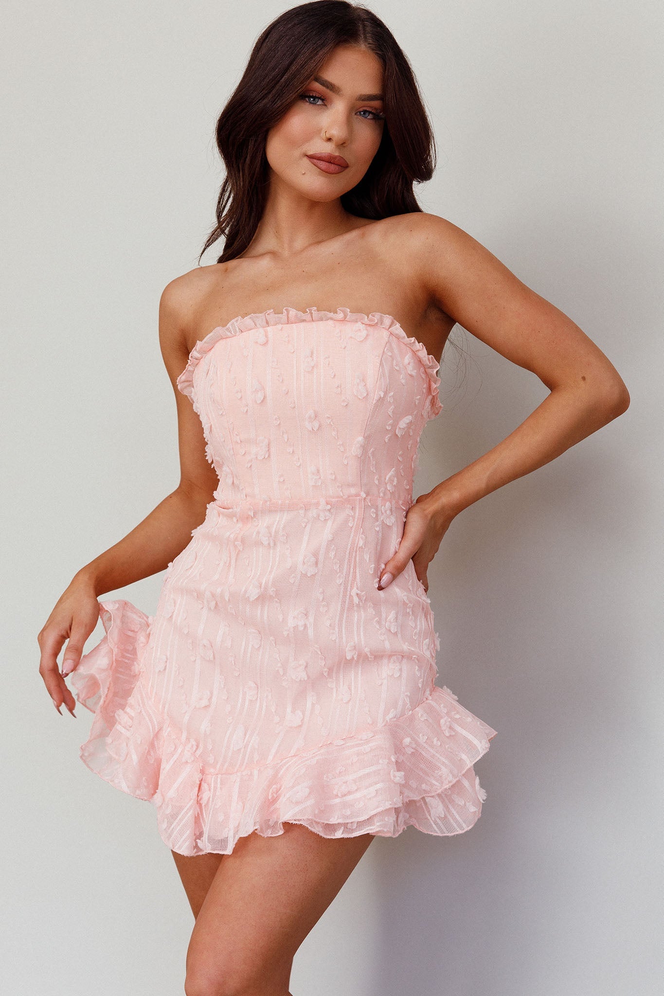 Cece Embellished Bandeau Dress Blush