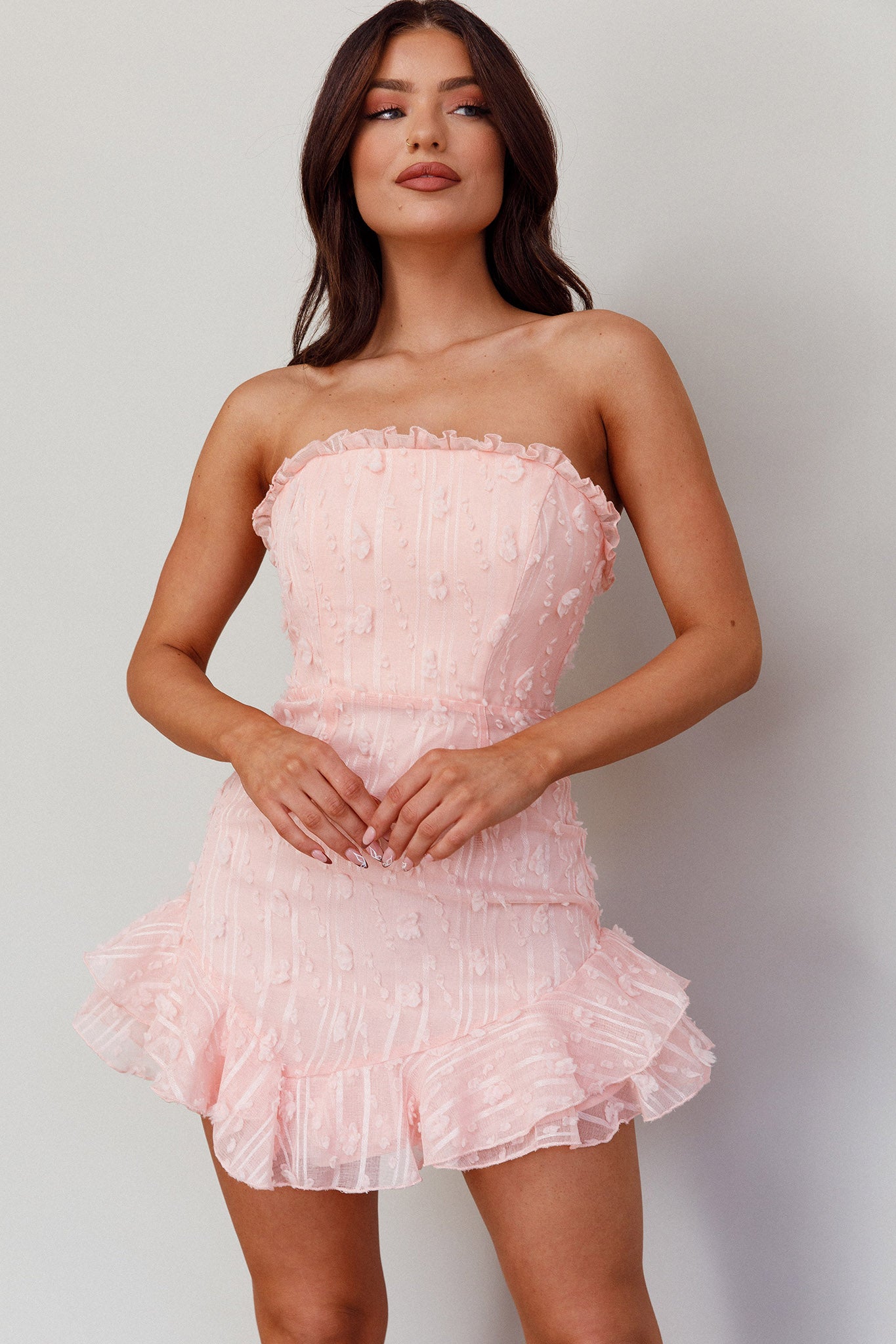 Cece Embellished Bandeau Dress Blush