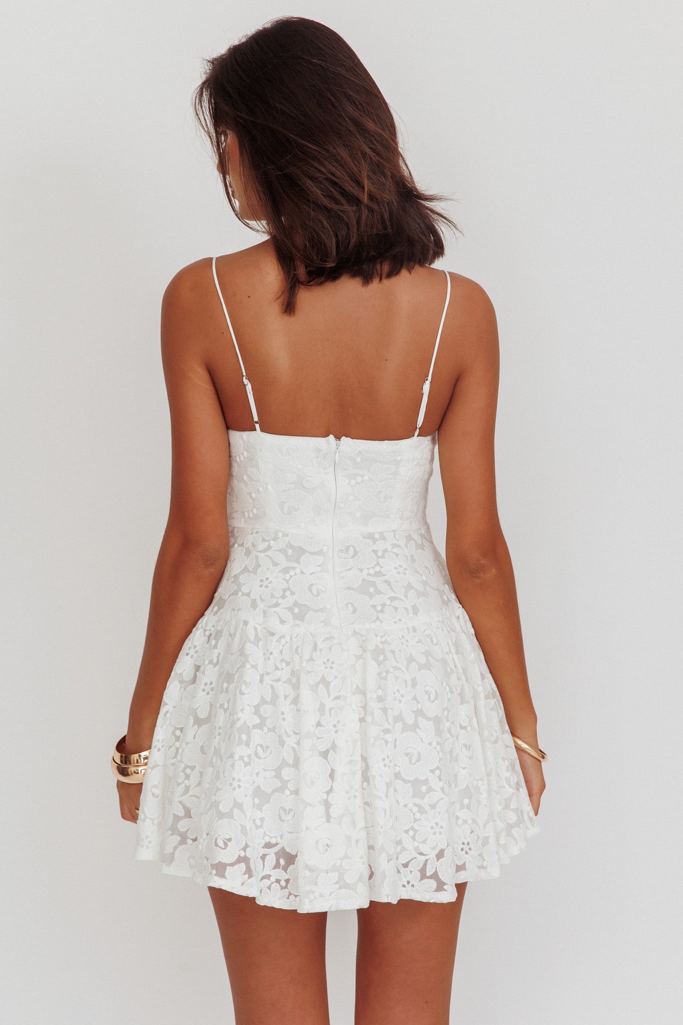 Lake Como Lace Mini Dress White