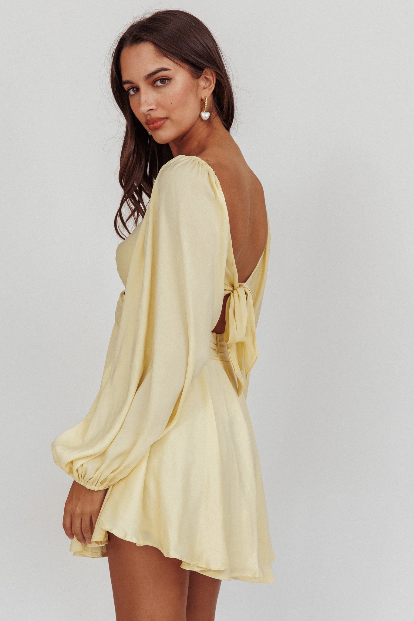 Miraya Balloon Sleeve Twist Mini Dress Butter