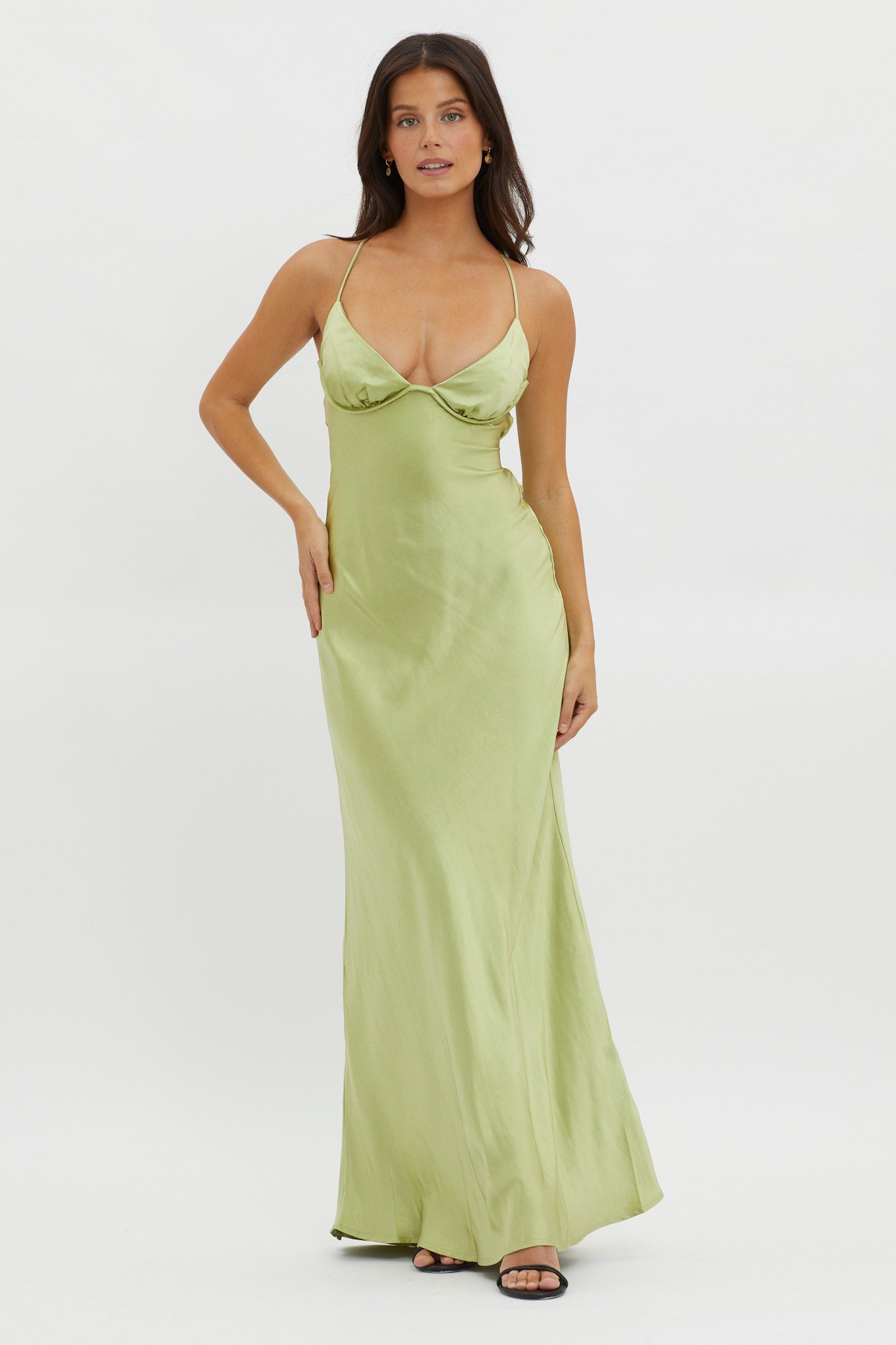 Alora Tie-Up Back Maxi Dress Olive