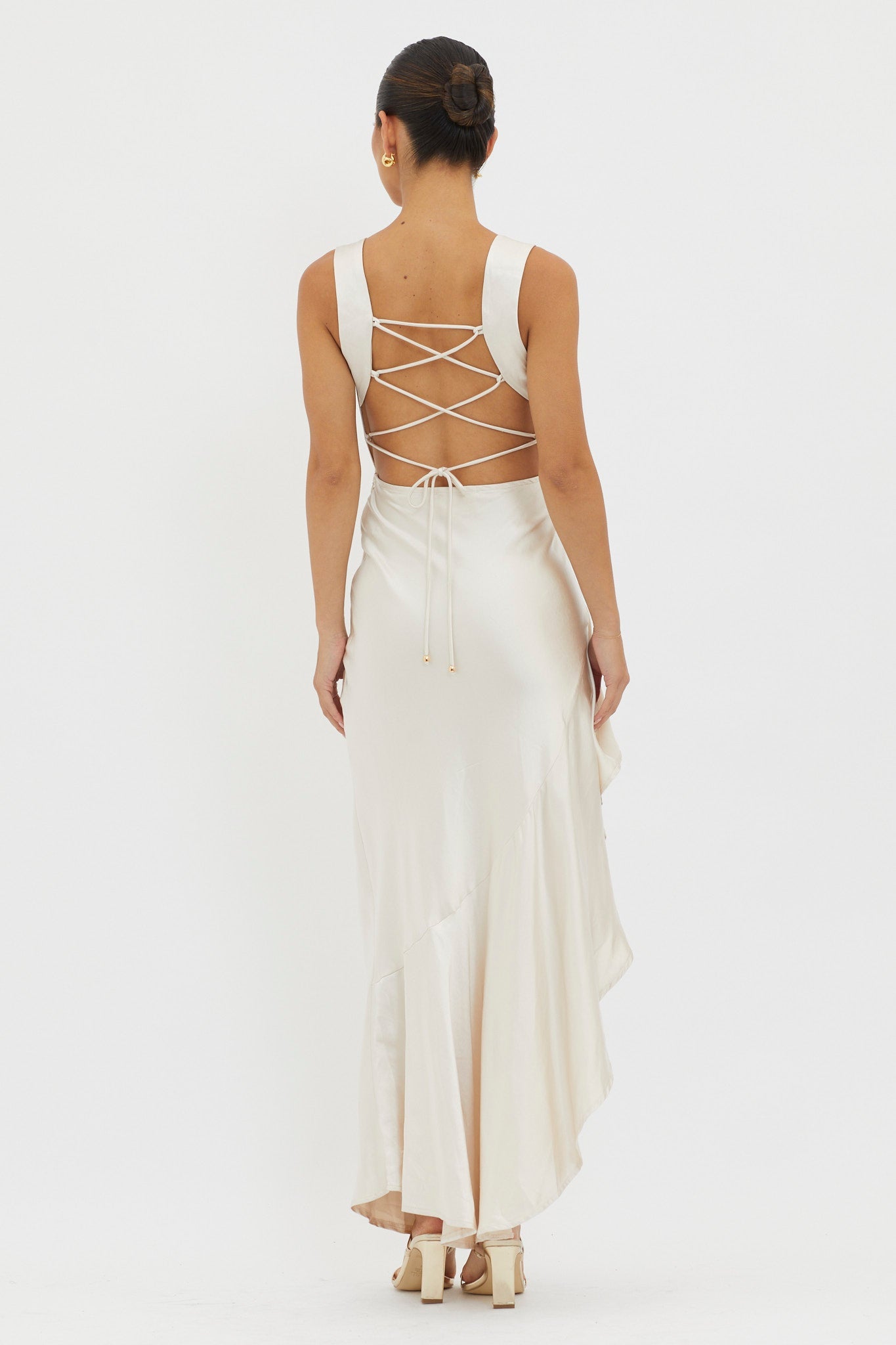 Ellianna Lace-Up Back Maxi Dress Champagne