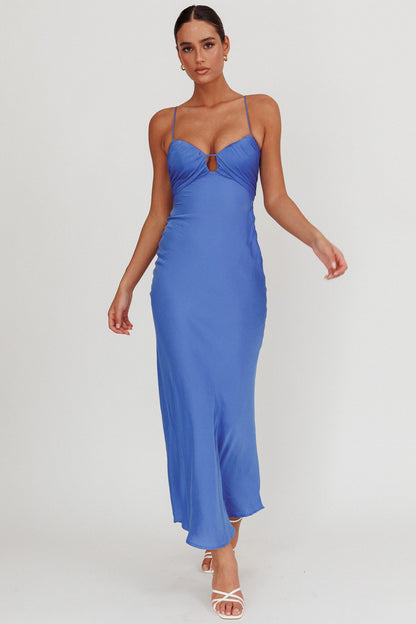 In A Daze Gathered Bust Maxi Dress Blue