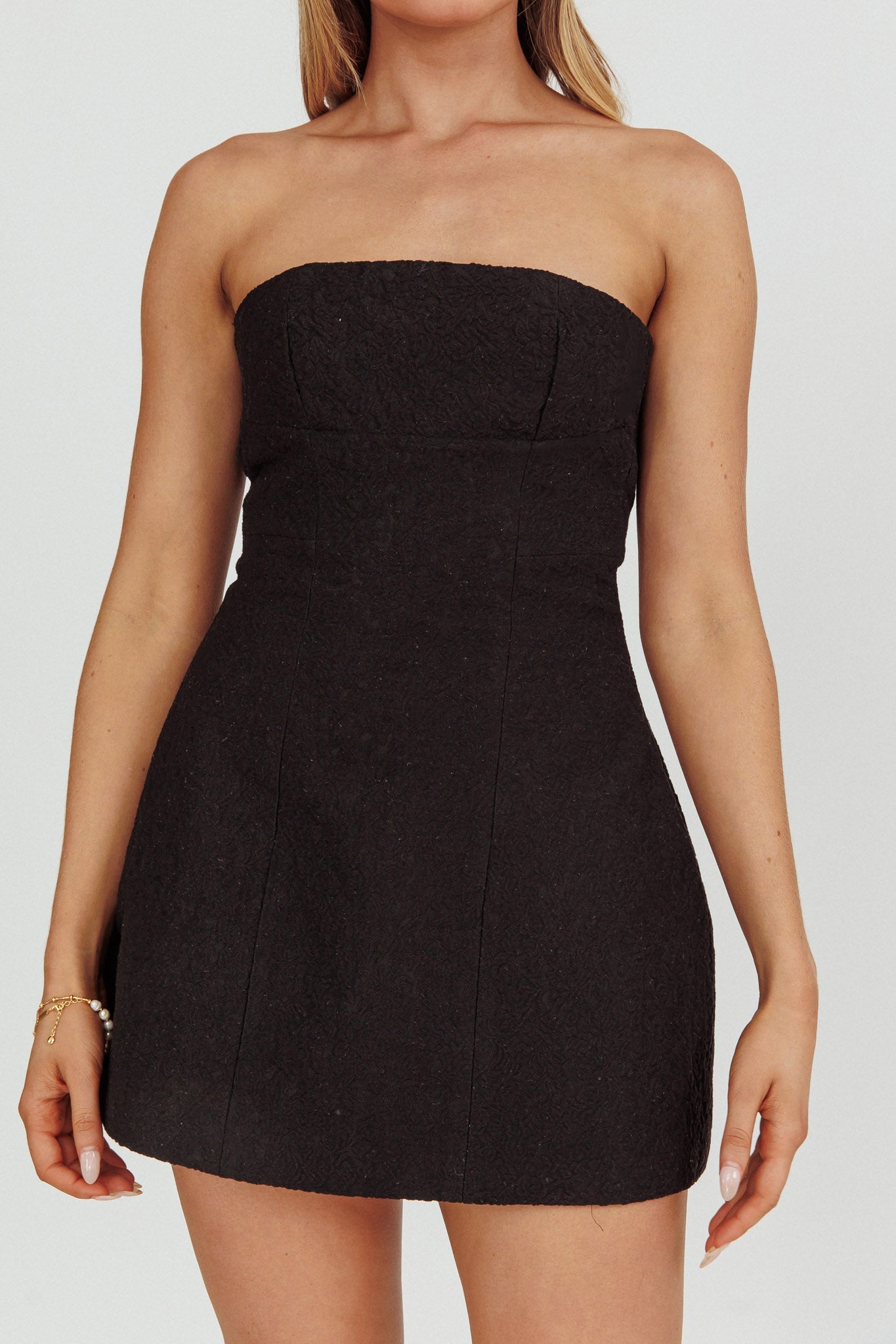 Melodic Strapless Mini Dress Black