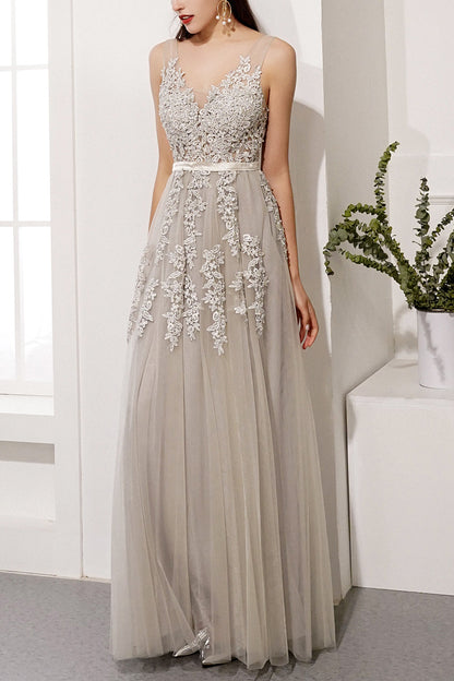 Appliques Long Prom Dress