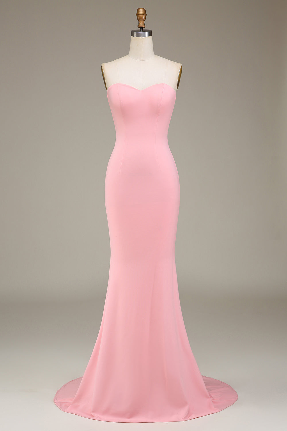 Blush Pink Mermaid Sweetheart Satin Long Bridesmaid Dress