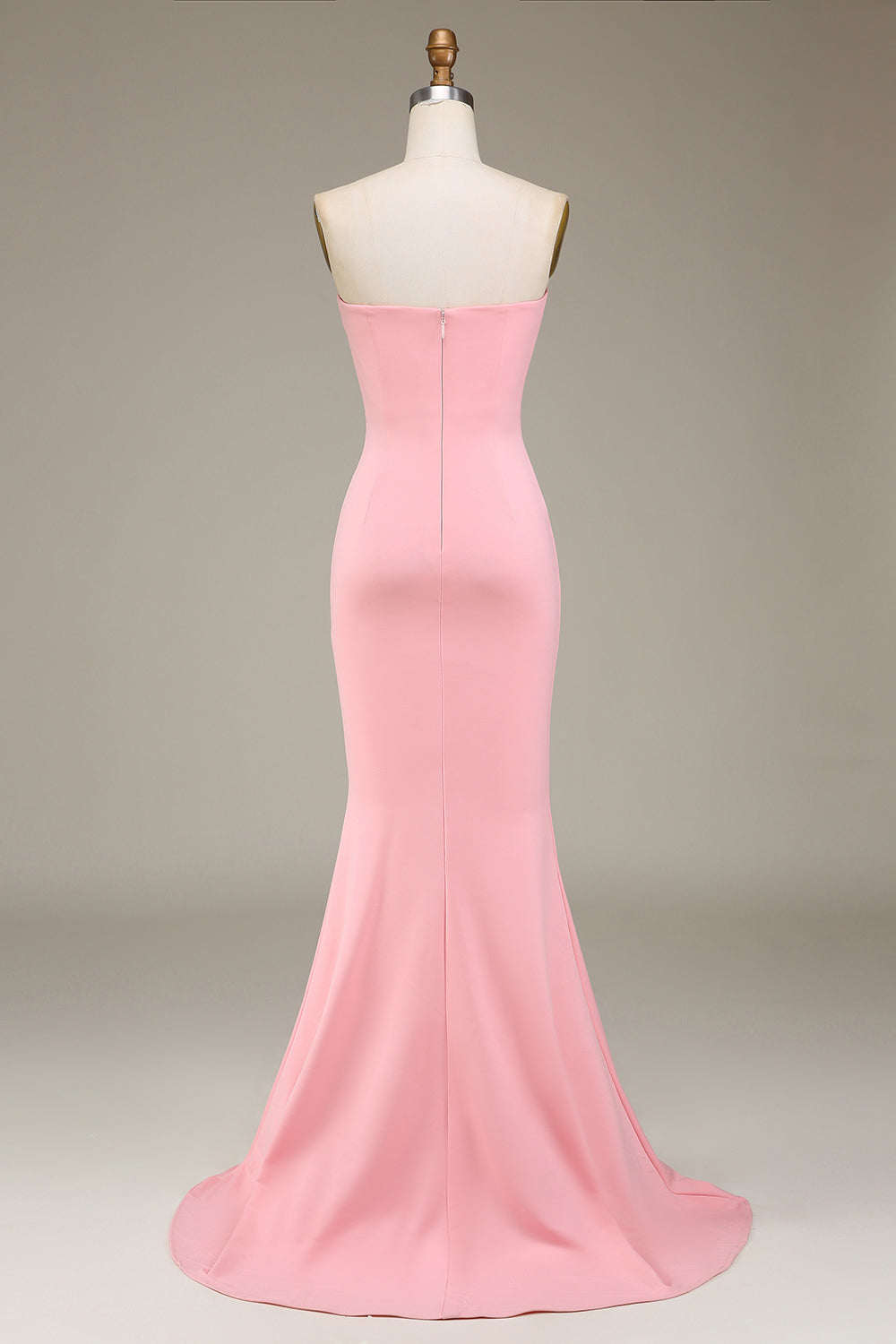 Blush Pink Mermaid Sweetheart Satin Long Bridesmaid Dress