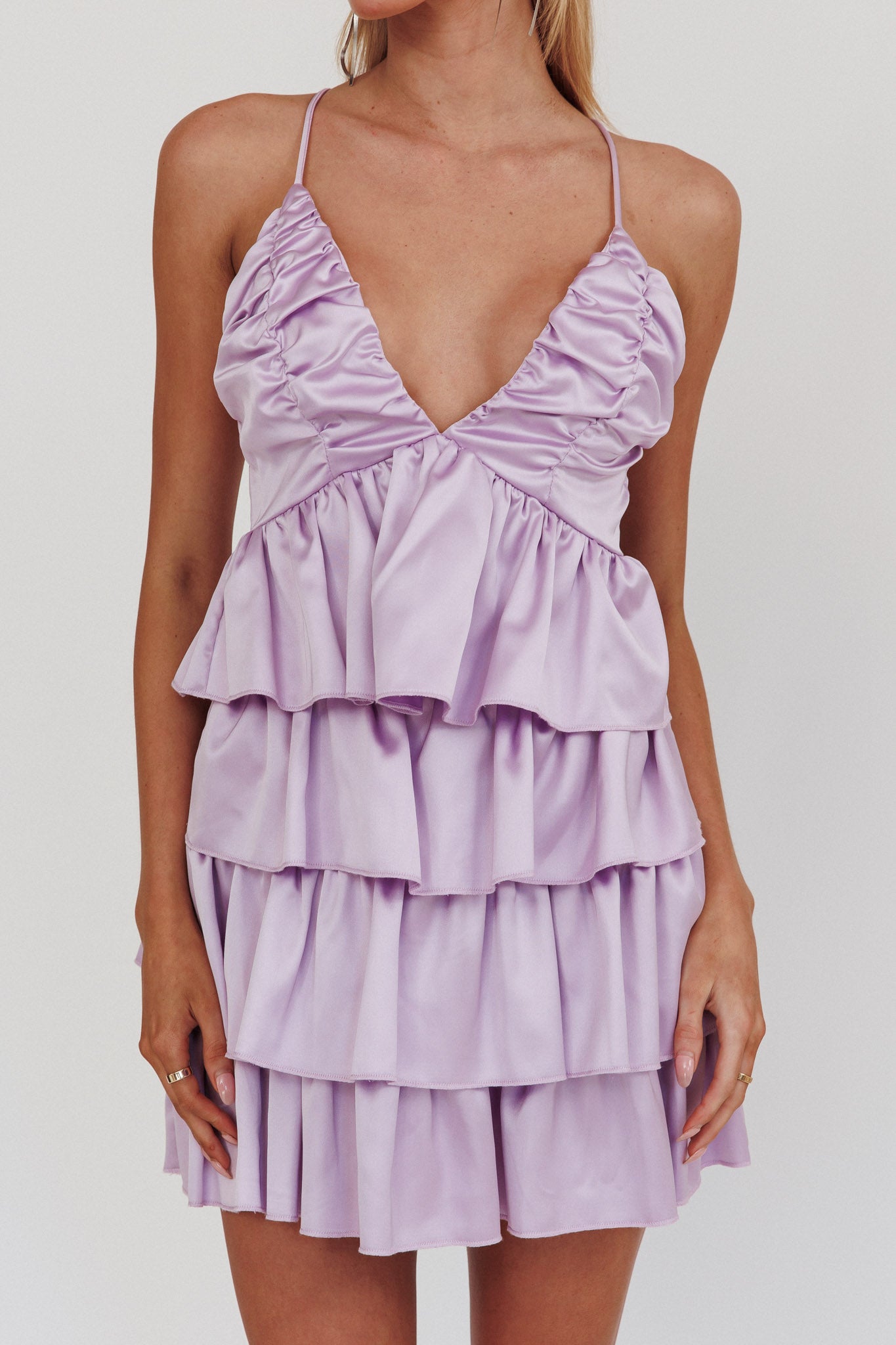 Heavenly Bliss Ruffle Mini Dress Lilac