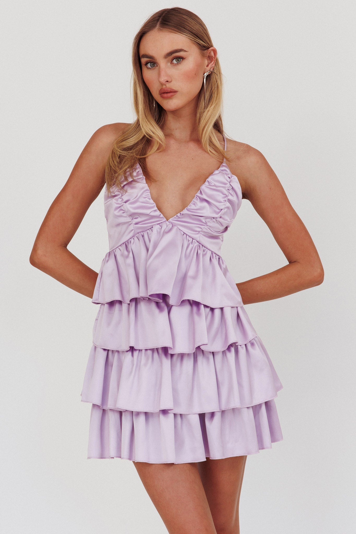 Heavenly Bliss Ruffle Mini Dress Lilac