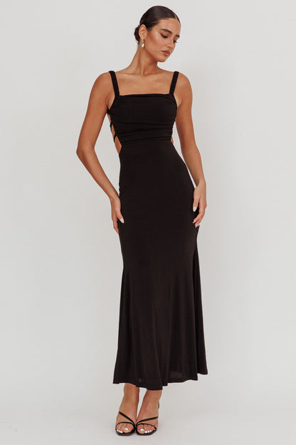 Dream Crush Lace-Up Back Maxi Dress Black