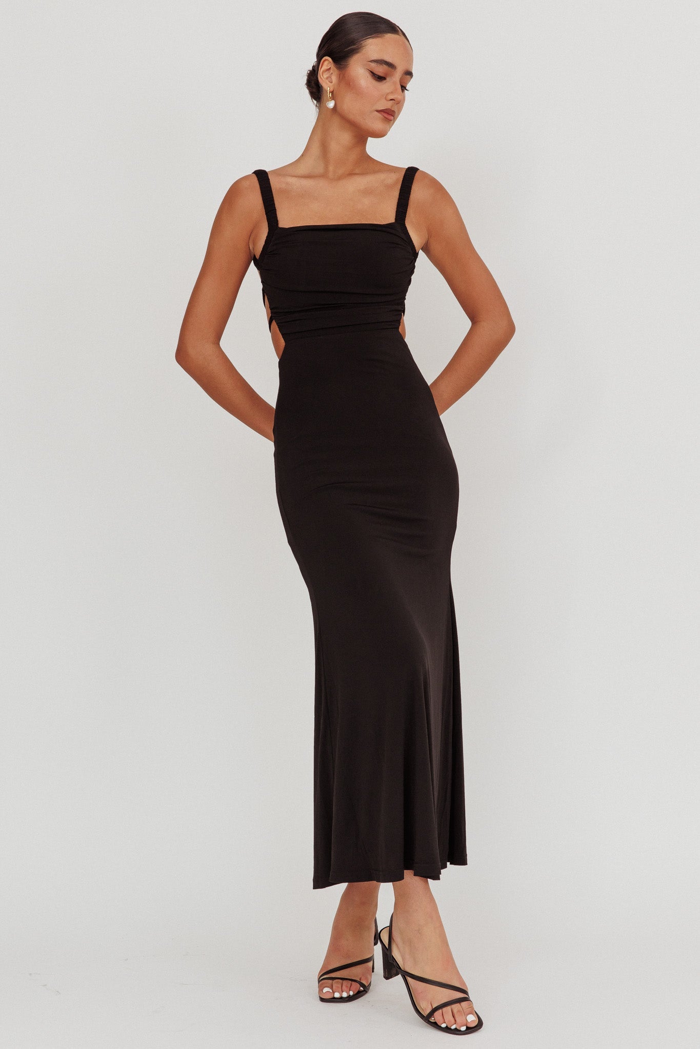 Dream Crush Lace-Up Back Maxi Dress Black