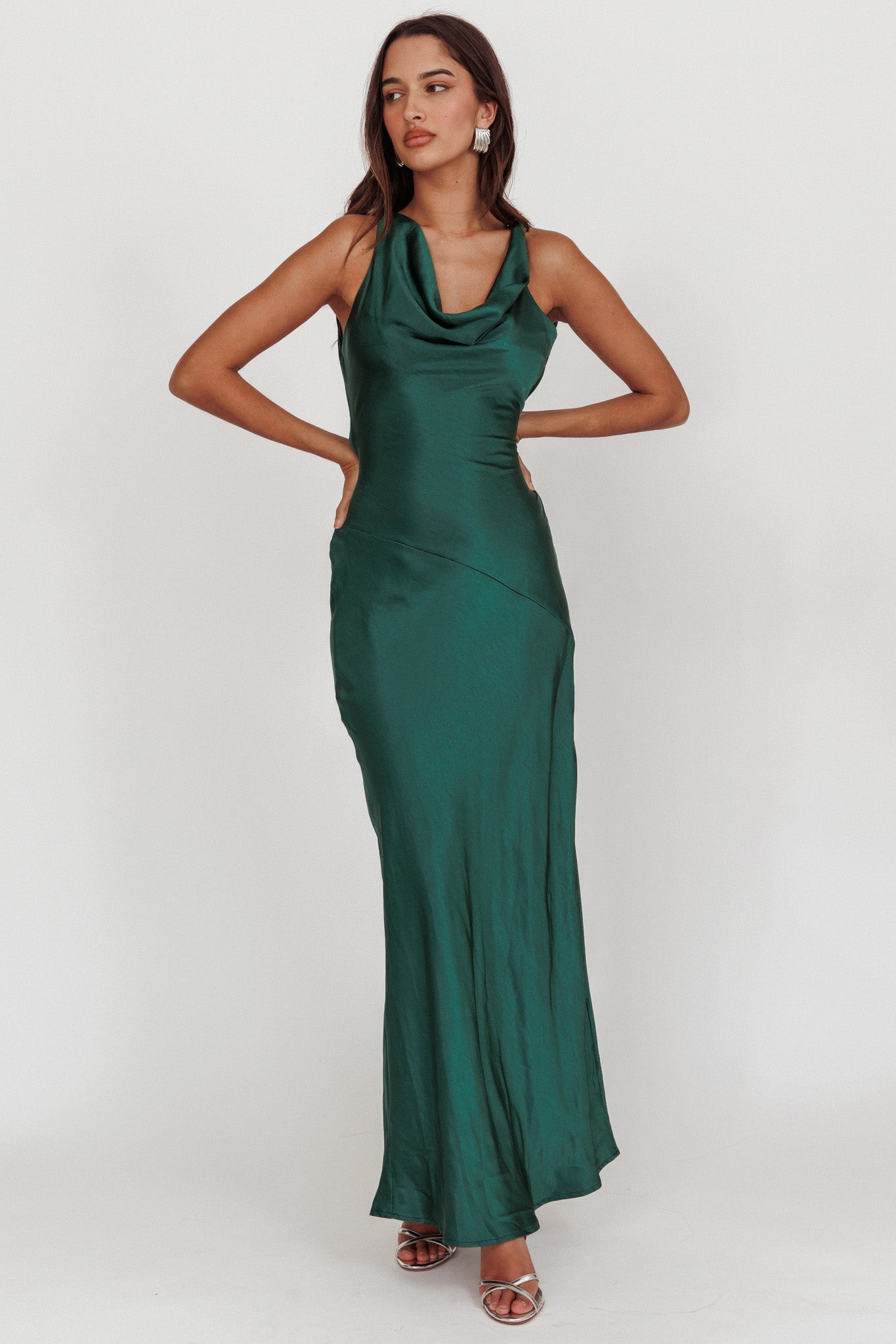 Cassiopeia Open Back Maxi Dress Forest Green