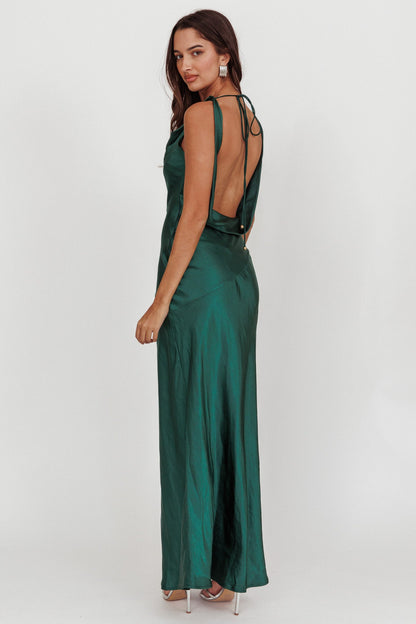 Cassiopeia Open Back Maxi Dress Forest Green