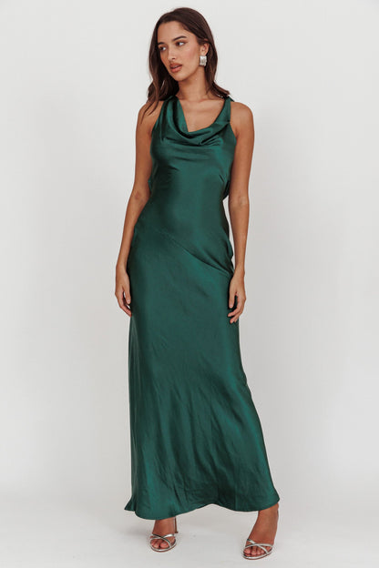 Cassiopeia Open Back Maxi Dress Forest Green