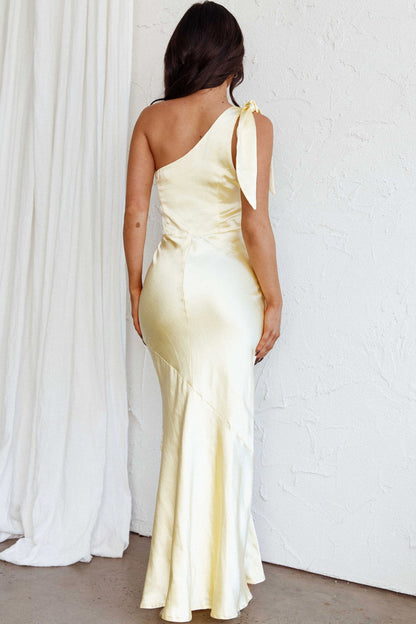 Eleanora One-Shoulder Satin Dress Butter