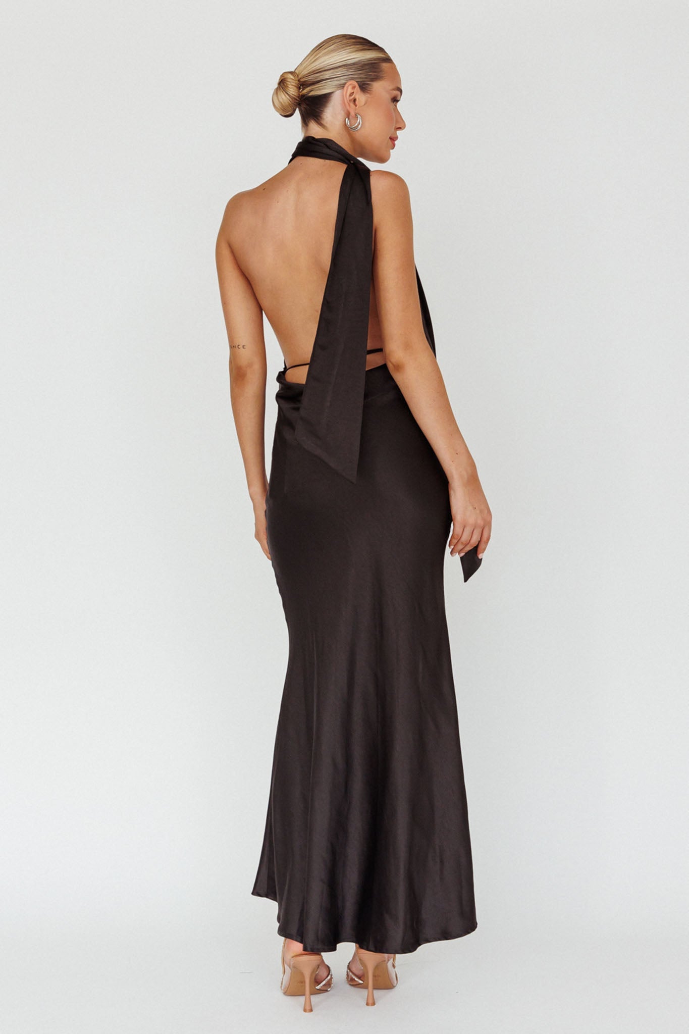 Italia Azure Halterneck Maxi Dress Black