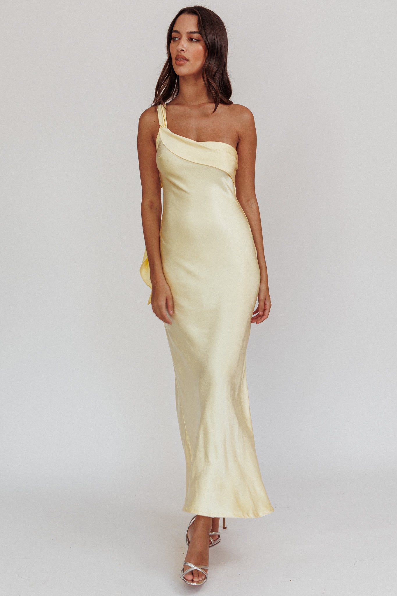 Carmel One-Shoulder Sash Maxi Dress Butter