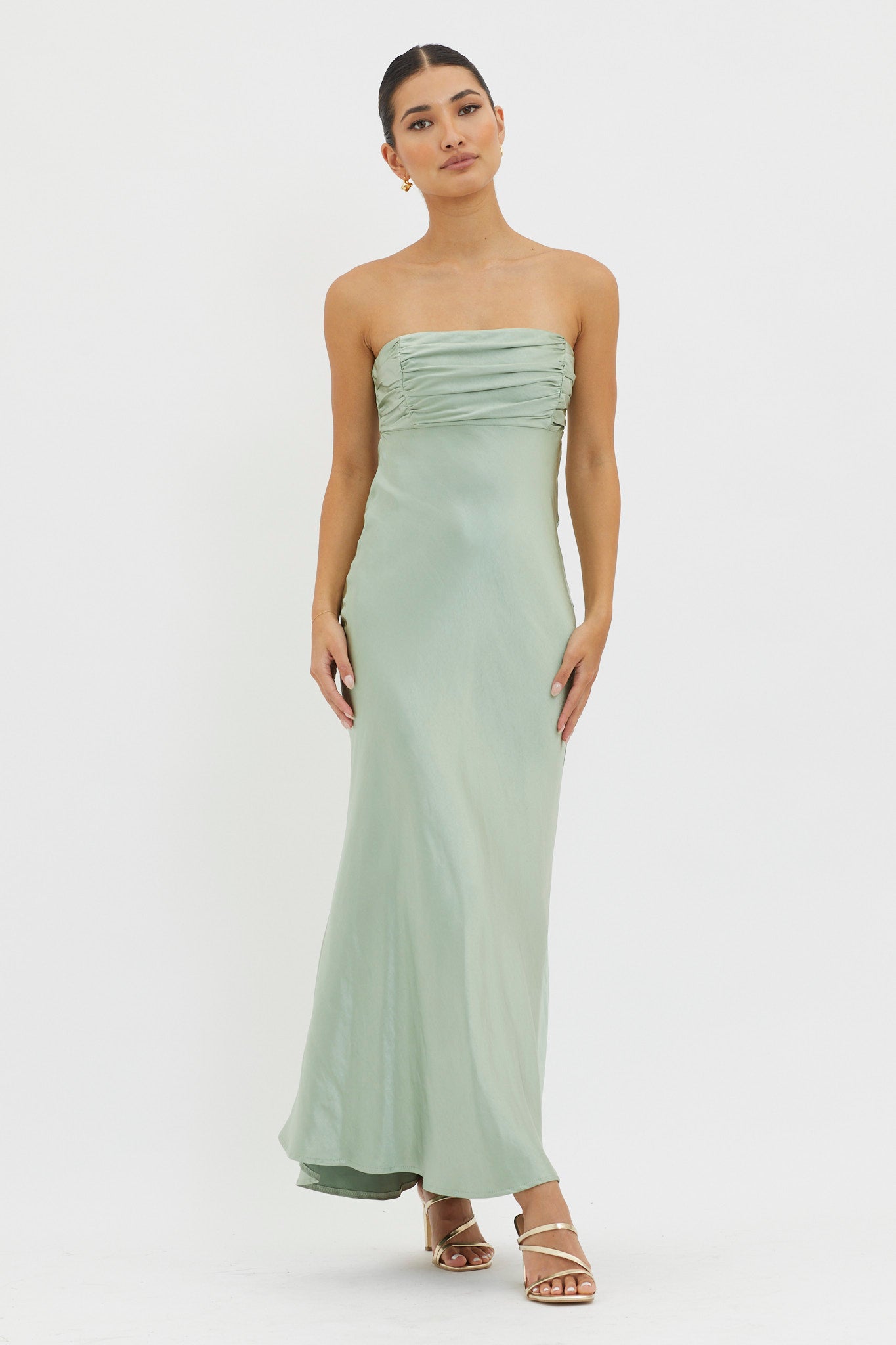 Moon Song Strapless Laced Back Dress Matcha