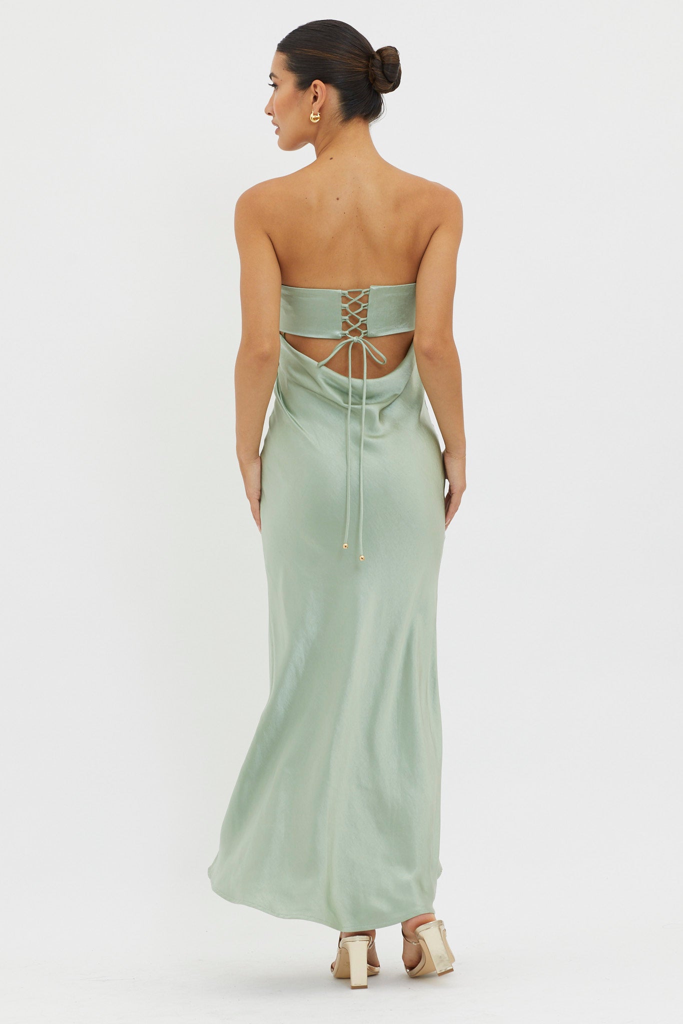 Moon Song Strapless Laced Back Dress Matcha