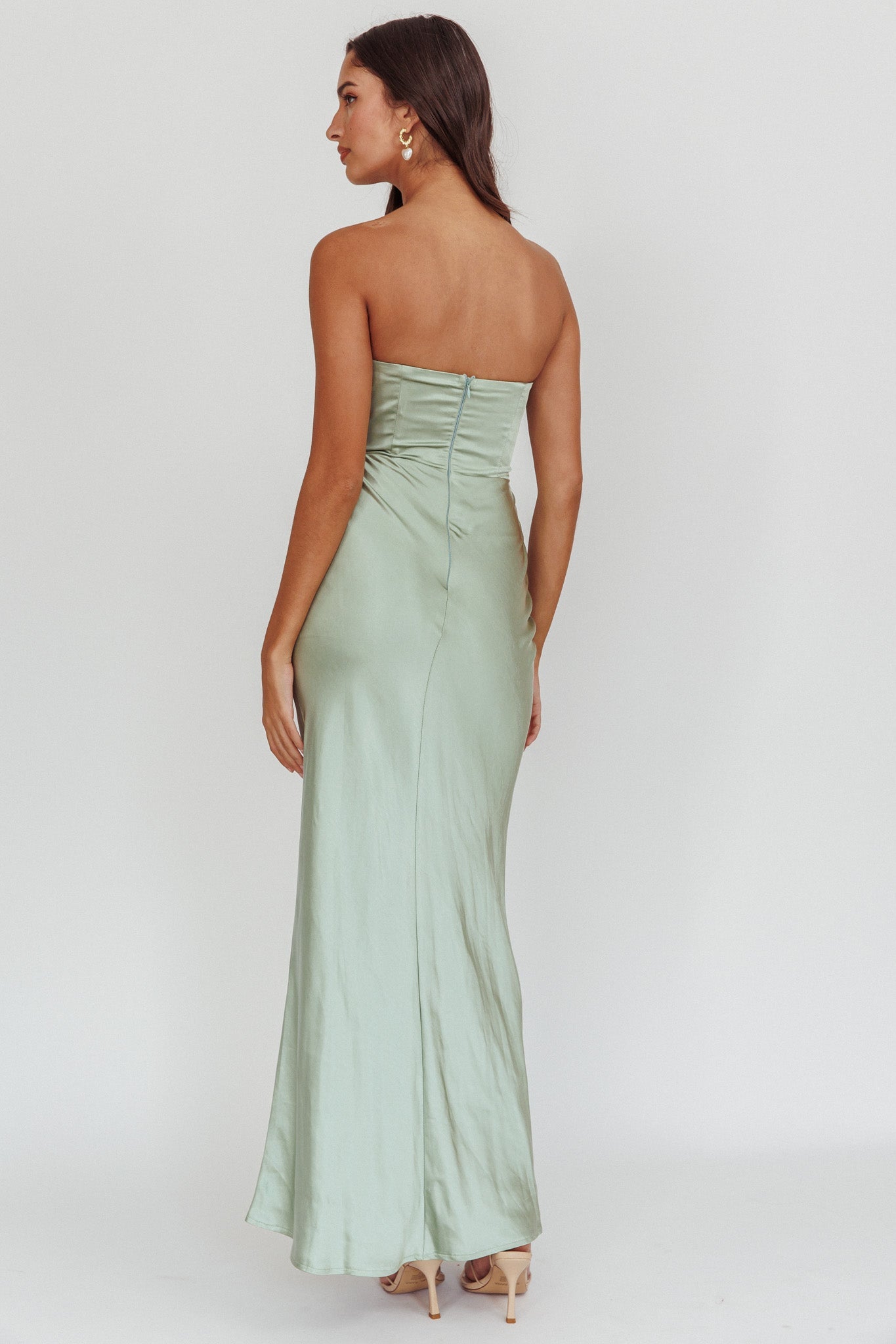 City Of Stars Strapless Maxi Dress Pistachio