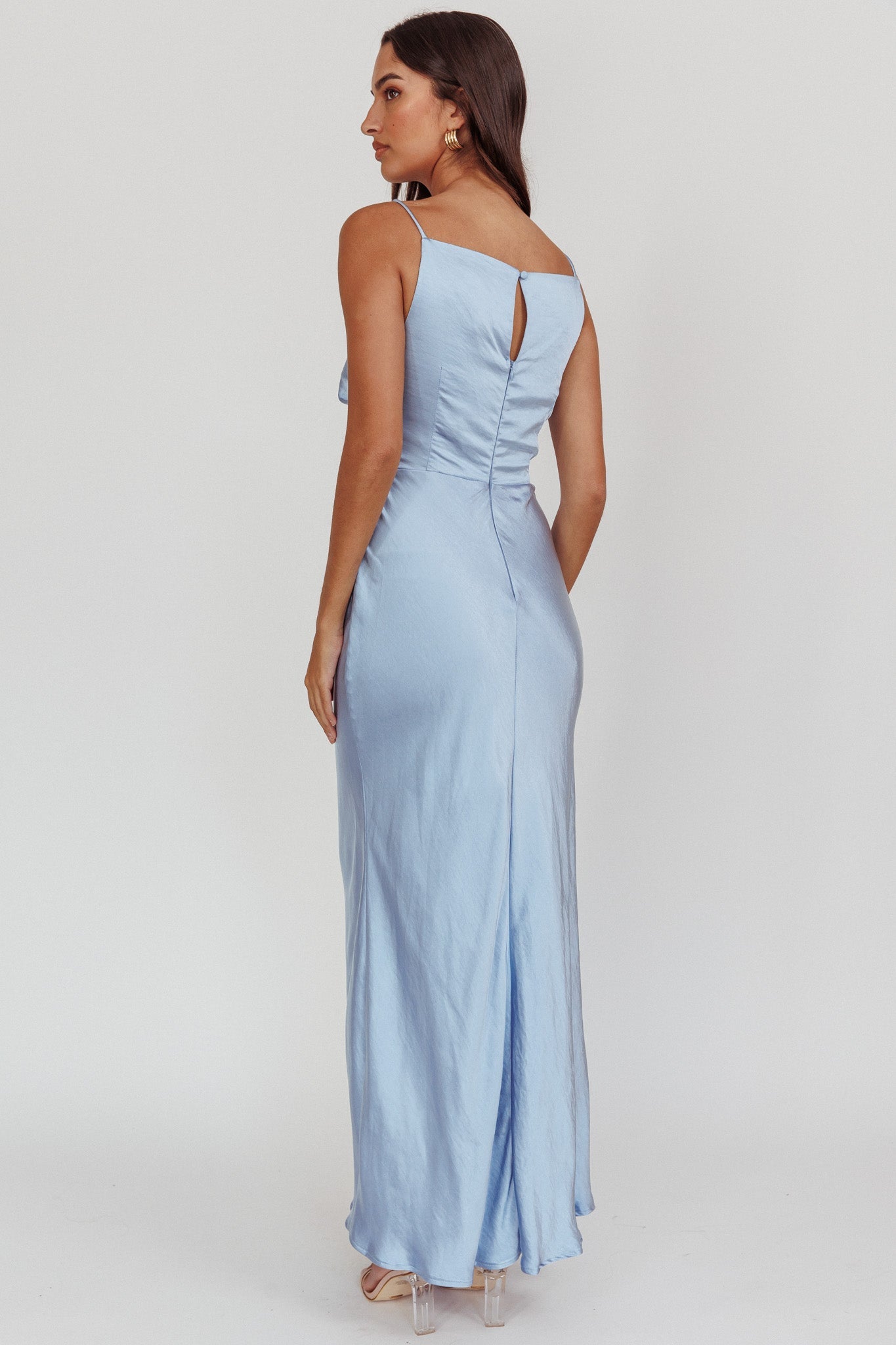 Laila Boat Neck Maxi Dress Stone Blue